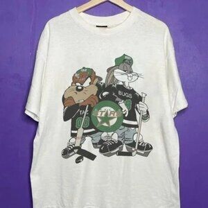 Dallas Stars NHL Looney Tunes Retro Graphic Unisex Fan T-Shirt 81